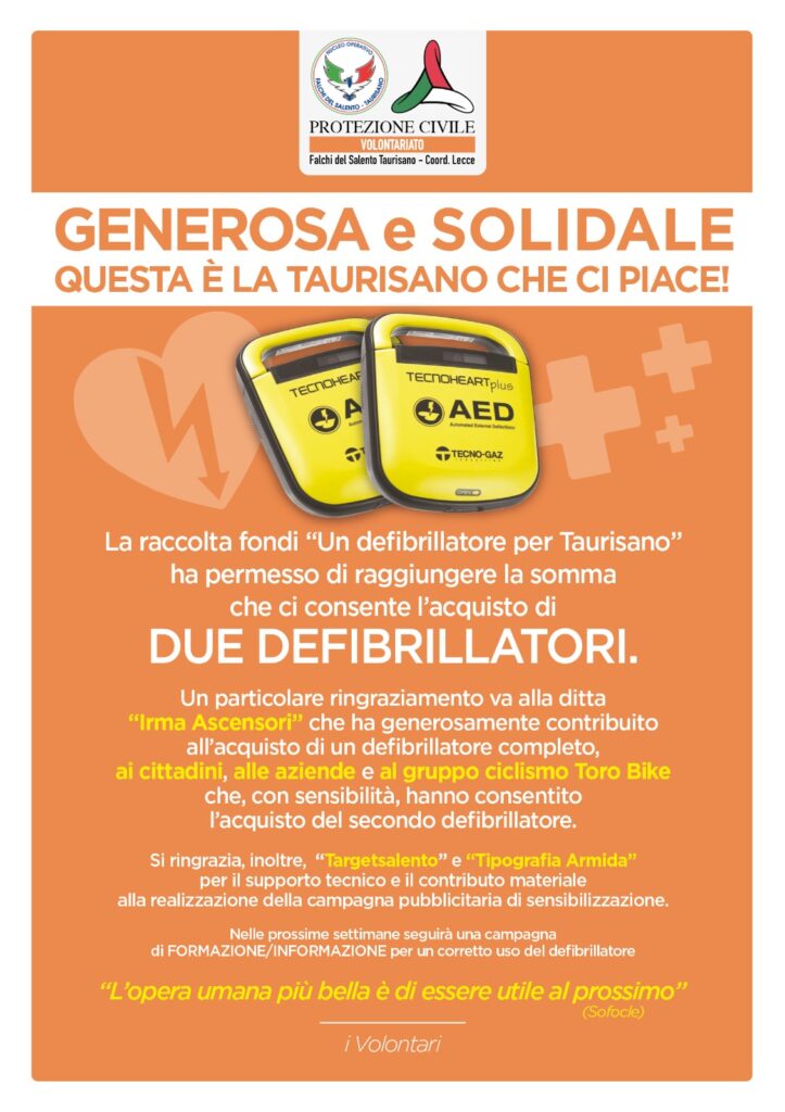Taurisano avrà due defibrillatori